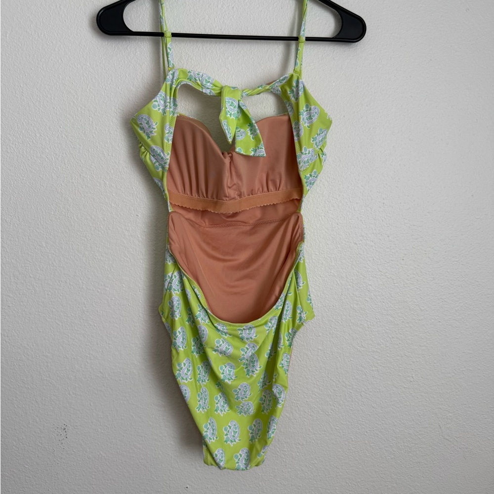 J. Crew One-Piece Swimsuit in Lime Green and Light Blue - Picture 4 of 7